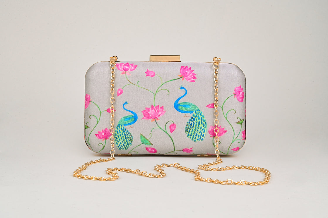 LOTUS AND PEACOCK CLUTCH