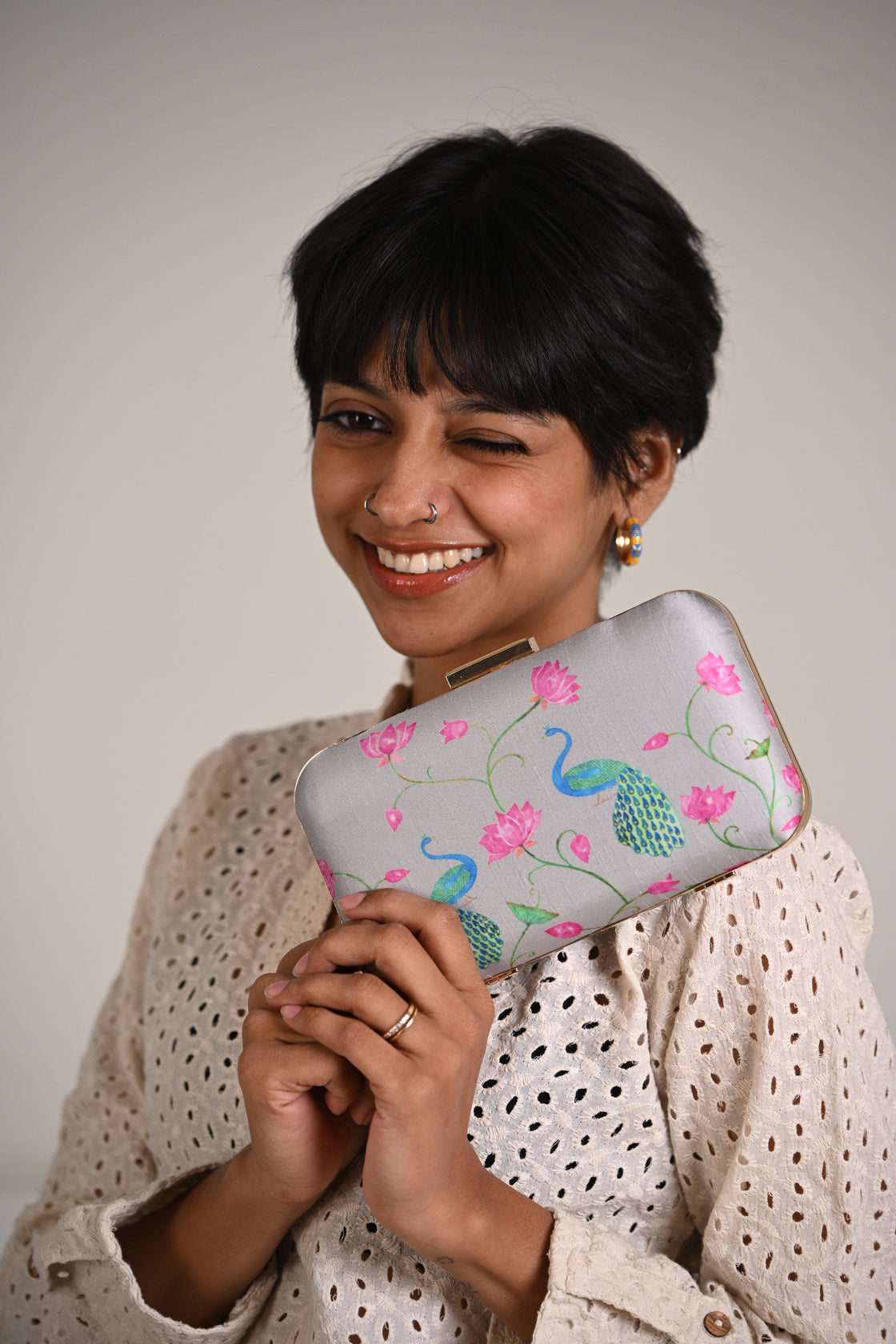 LOTUS AND PEACOCK CLUTCH