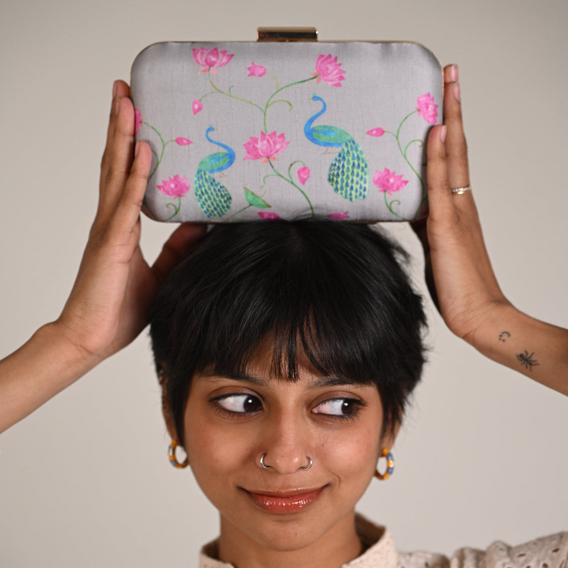 LOTUS AND PEACOCK CLUTCH